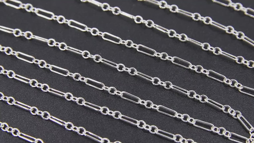 925 Sterling Silver Bar Jewelry Chains, 6.5 mm Paperclip and Rolo Sterling Silver Flat Cable, Unfinished Long and Short