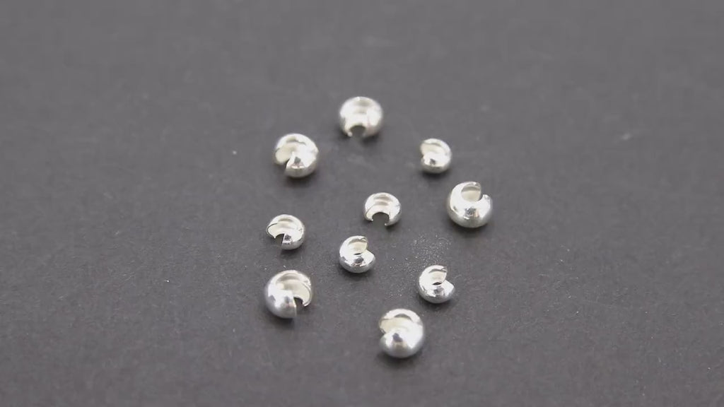 925 Sterling Silver Crimp Bead Cover, 2.5 mm, 3.0mm or 4.0 mm Half Open Bead # 3410