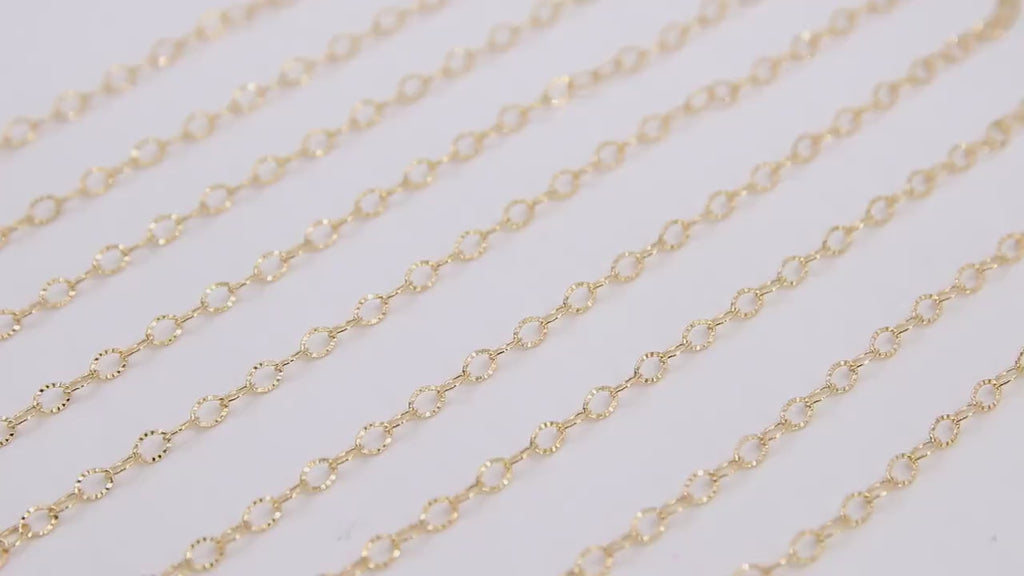 14 K Gold Filled Hammered Chains, 4 mm Oval Textured Chains CH #667, Unfinished Flat Chain