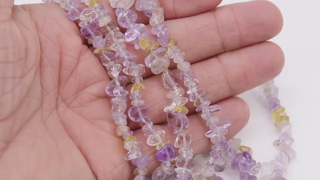 Natural Ametrine Beads, Shiny White Chips and Nugget Purple Lavender Beads BS #160, sizes 5-8 mm