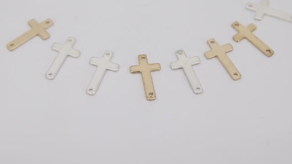 14 K Gold Filled Cross Connector, 925 Sterling Silver Cross Links # 2478, 9 x 16 mm Rosary Center Charms  #2651