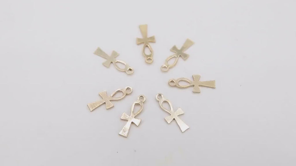 14 K Gold Filled Cross Charms, Gold Dainty Small Crosses # 2298, 4.7 x 11 mm Cross