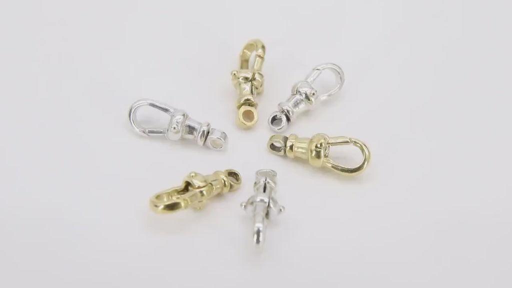 Swivel Gold Lobster Clasps, Small Albert 14 K Gold Over Silver Push Clip Claws # 3380, Jewelry Findings 5 x 14 mm