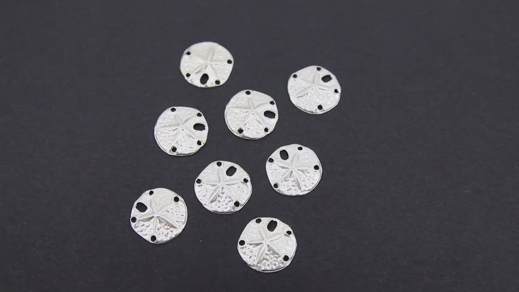 925 Sterling Silver Sand Dollar Charms, 12 mm Small Beach Necklace #2172, Genuine 14 20 Ocean Dangle