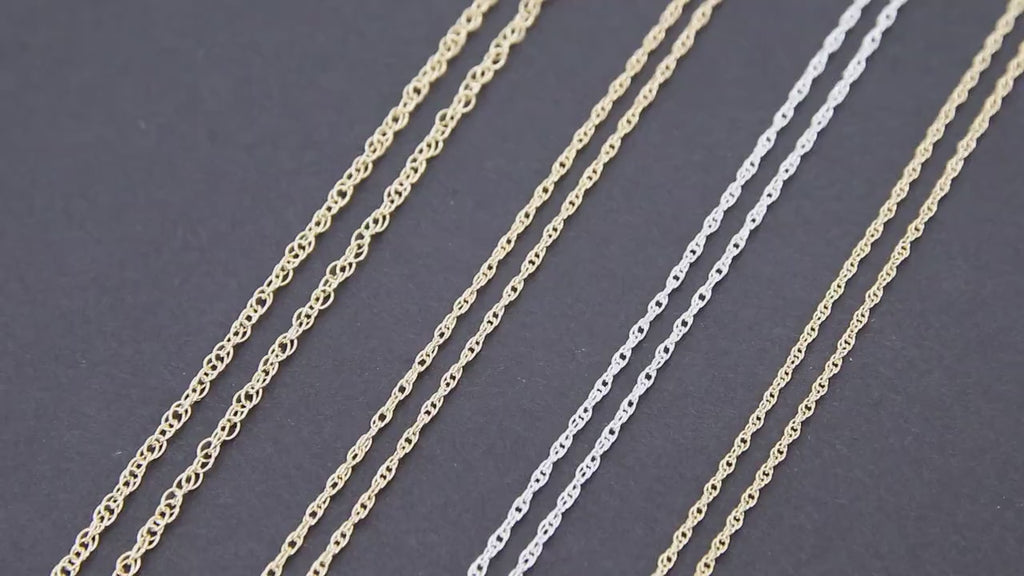 925 Sterling Silver Rope Jewelry Chains, 14 K Gold Filled Large Rope Chain CH # 713, USA Gold 2.4 mm 2.1 mm 1.8 mm