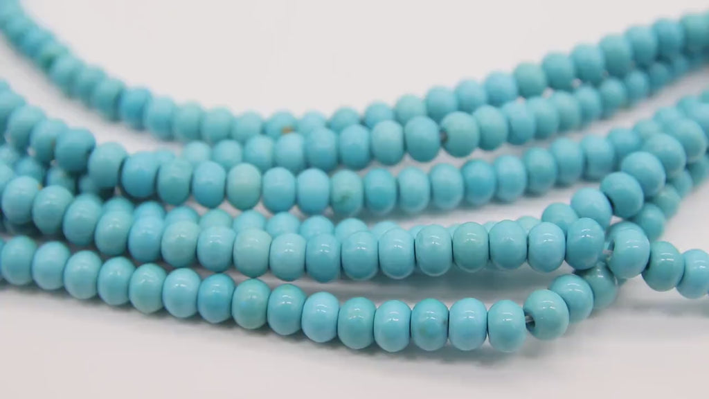 Blue Turquoise Heishi Beads, Smooth Light Blue Turquoise Beads BS #326, sizes in Donut 6 x 4 mm Rondelle