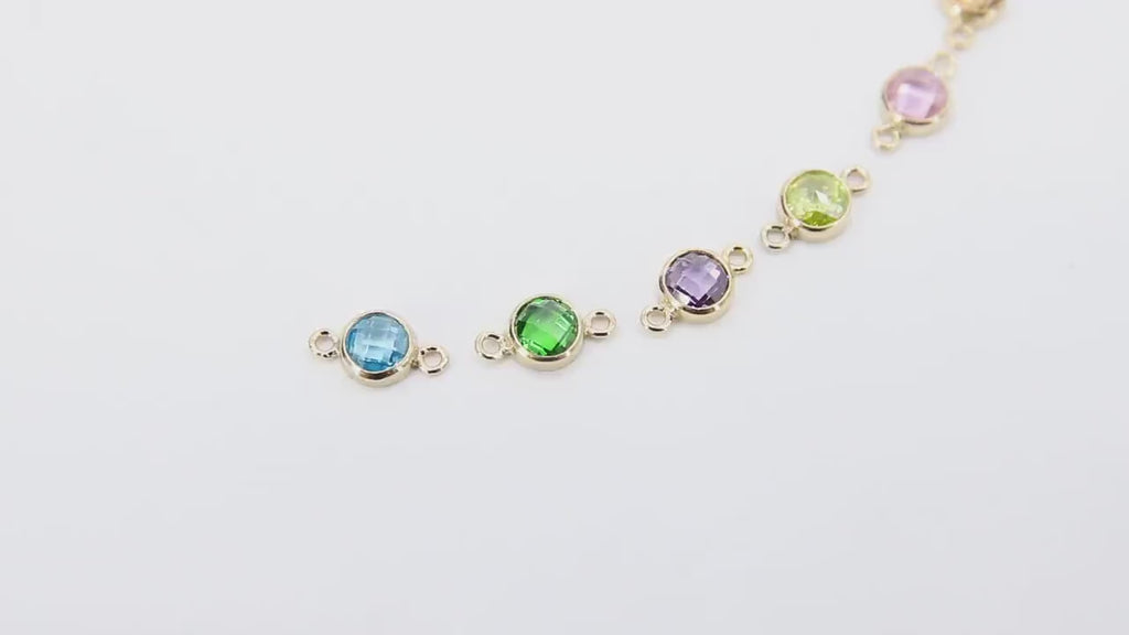 14 K Gold Filled Birthstone Connectors, Top Quality CZ 4 mm Bezel Links #2901, Permanent Jewelry Findings