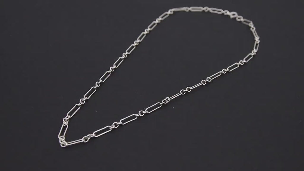 925 Sterling Silver Chain Link Necklace, Chunky Silver Rectangle Rolo Chain, Long Short Paperclip Chain Link Choker