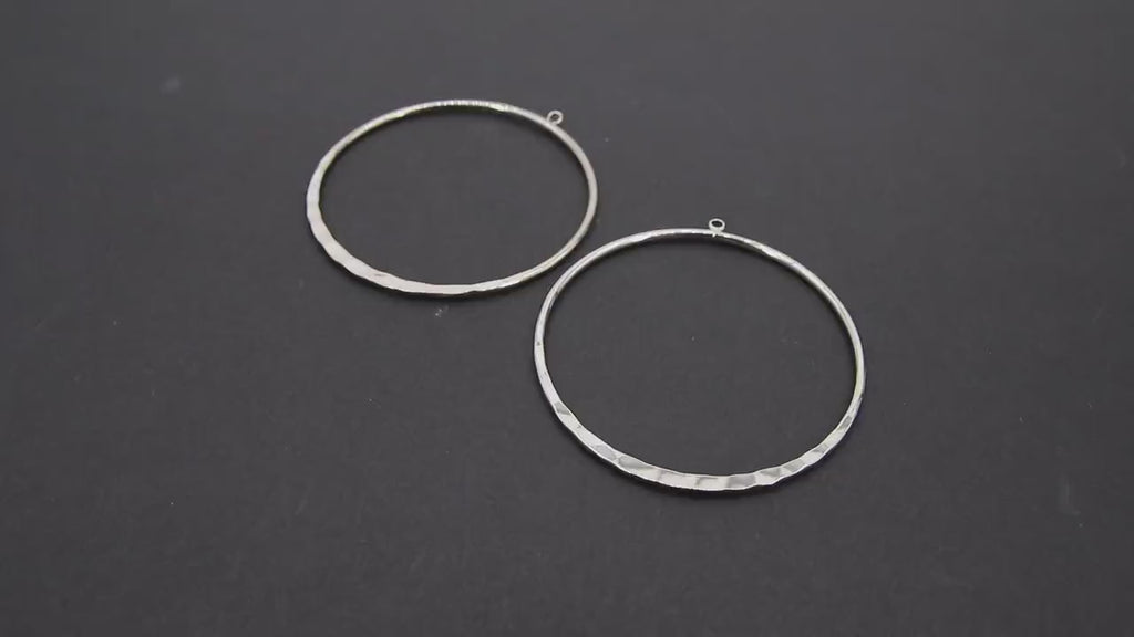 Textured Silver Round Hoop Ear Rings, 48 mm Glittery Silver Charms #960, High Quality Light Weight Wire Hoops Finding