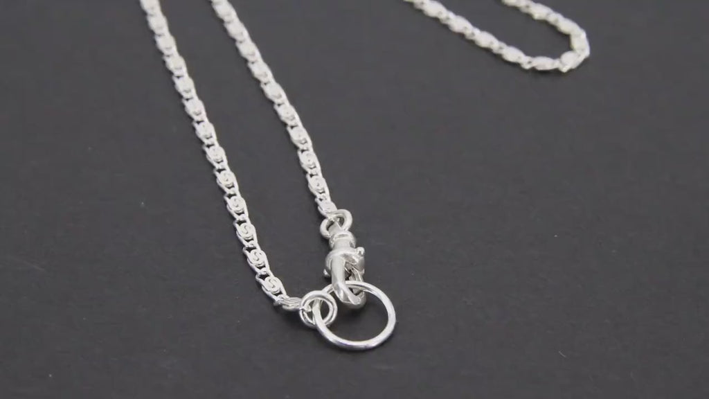 925 Sterling Silver Swivel Fob Bar Necklace, Silver Scroll Bar Chain Lariat Choker #2626, Lumachina Charm Necklace