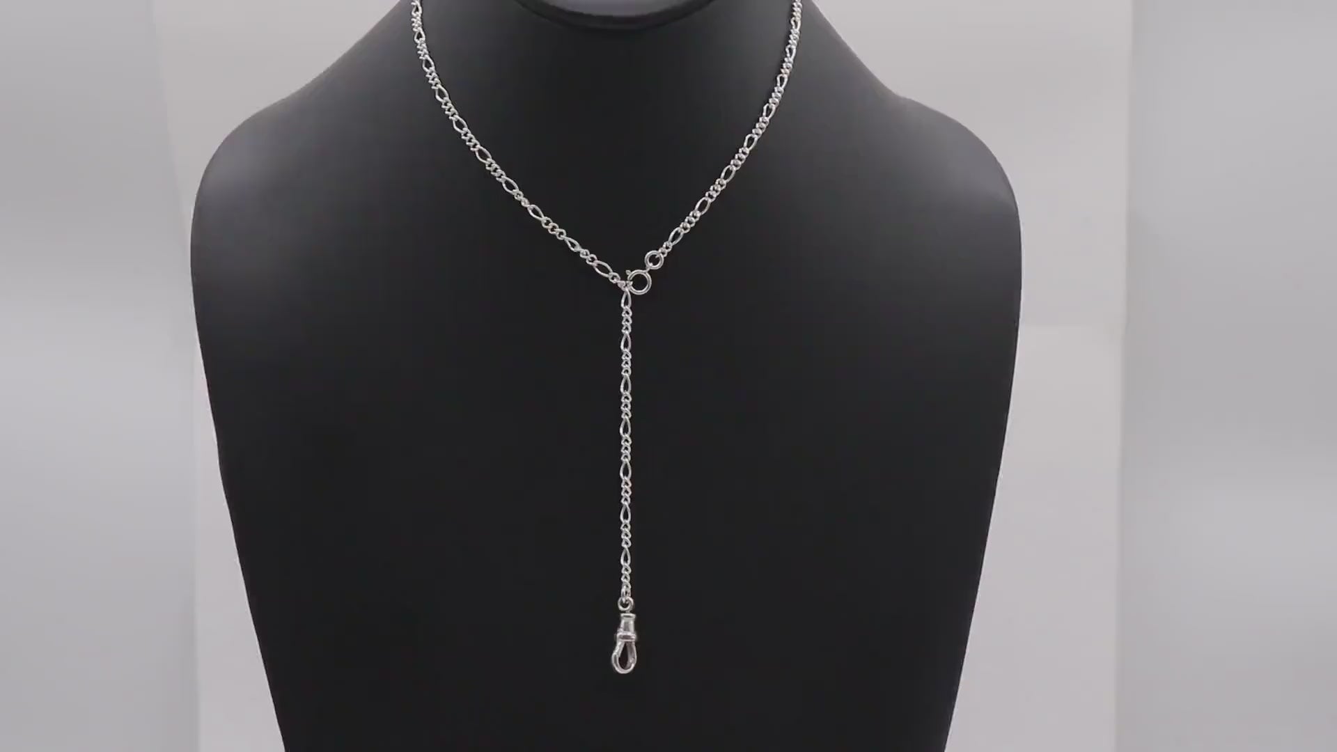 925 Sterling Silver Swivel Fob Figaro Necklace, 14 K Gold Filled Double Charms Chain Adjustable Lariat Choker, Figaro Charm Necklace
