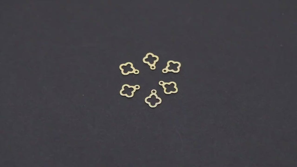 14 K Gold Filled Clover Charms, 6 mm Quatrefoil Charms # 3647, 925 Sterling Silver 7 mm Quatrefoil Charms