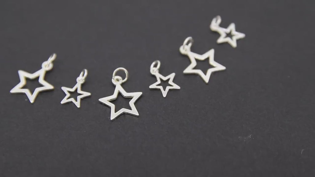 925 Sterling Silver Star Charms, 11 mm 925 Sterling Silver Charms # 566, 8 mm Starburst Soldered Jewelry Jump Rings