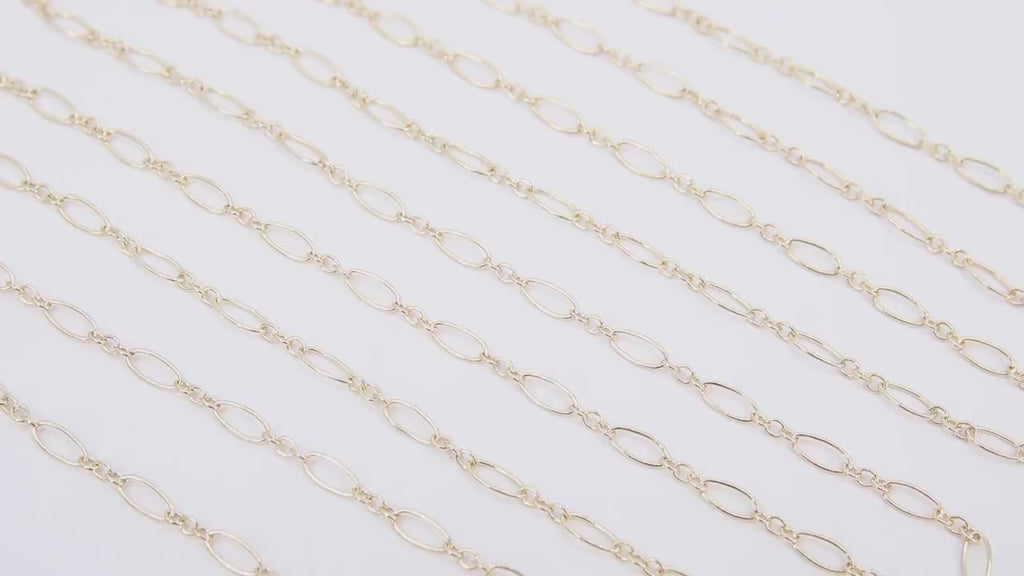 14 K Gold Filled Paperclip Jewelry Chains , 7.5 mm 925 Sterling Silver CH #806, Drawn Flat Rolo CH #706