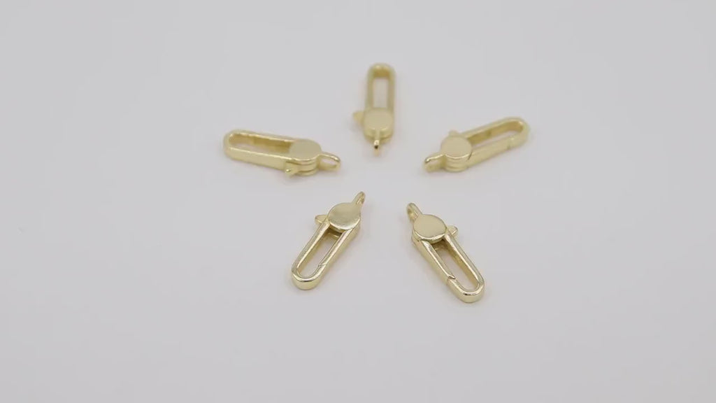 Gold Long Lobster Clasps, Long Oval Lobster Claws # 3616, Gold Over 925 Sterling Silver Rectangle Clasp