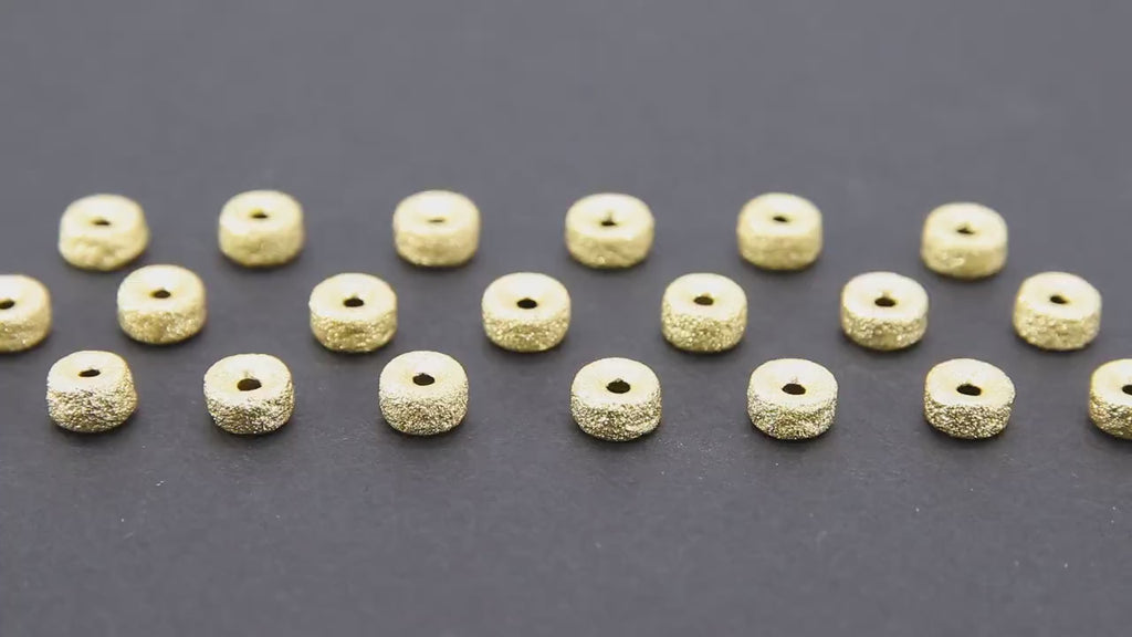 Brushed Gold Spacer Beads, 20 Pc Donut Saucer Round 6 mm Discs #840, Round Metal Rondelle Beads