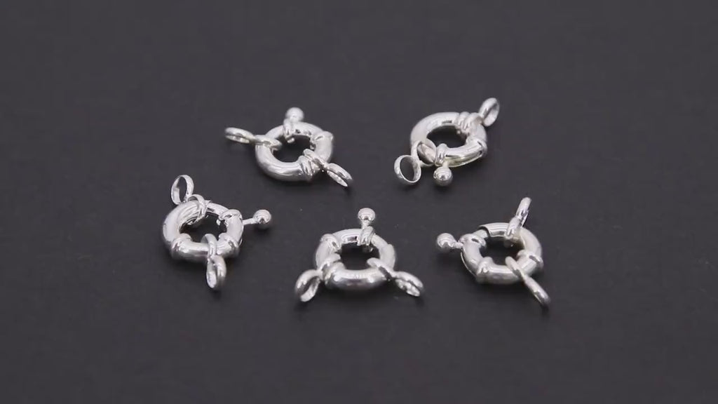 925 Sterling Silver Fancy Spring Ring Clasps, 12.5 mm Large Bolt Clasp, Sailor Spring Clasps