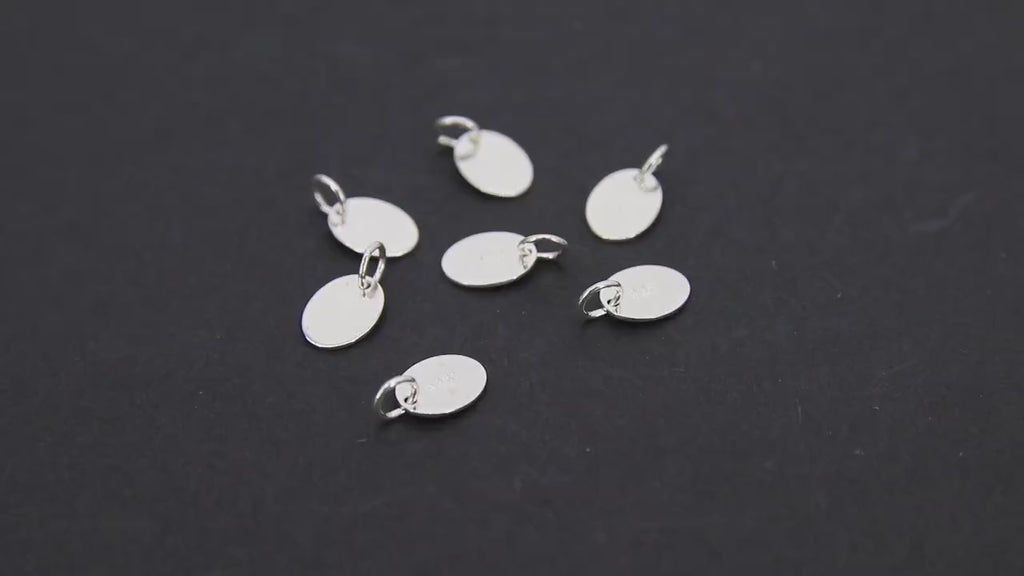 925 Sterling Silver Oval Hoop Charms, Silver Hooplet Dangle Charms #863, 6 x 7 mm Jewelry Quality Tag Findings