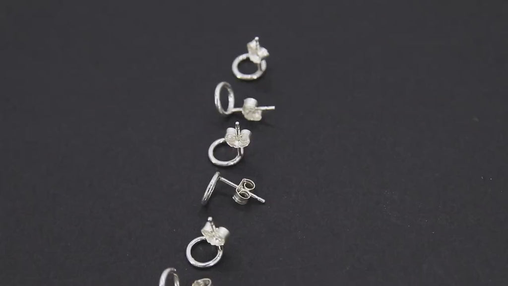 925 Sterling Silver Open Circle Stud Earrings, AG #853, 7mm Ear Posts