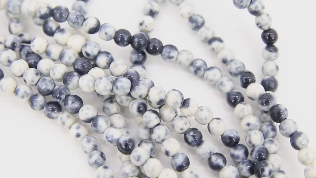 Black and White Jade Beads, 4 mm Black and White beads, Boho Beads BS #244