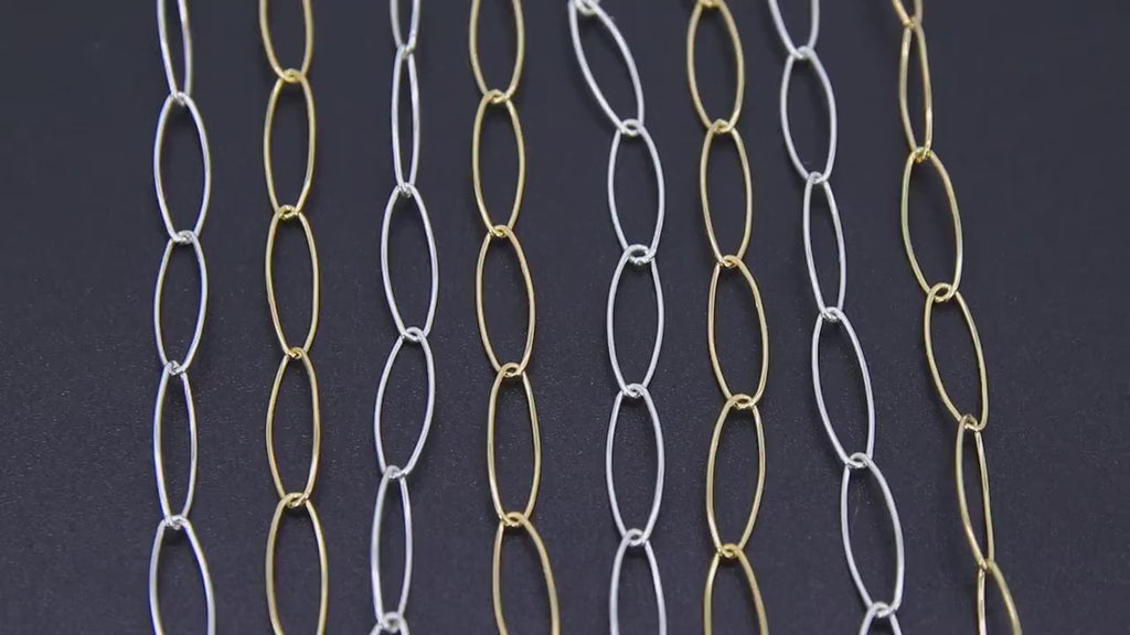 14 K Gold Filled Large Drawn Chain, 17 mm Paperclip Chain CH# 770, Oval 925 Sterling Silver