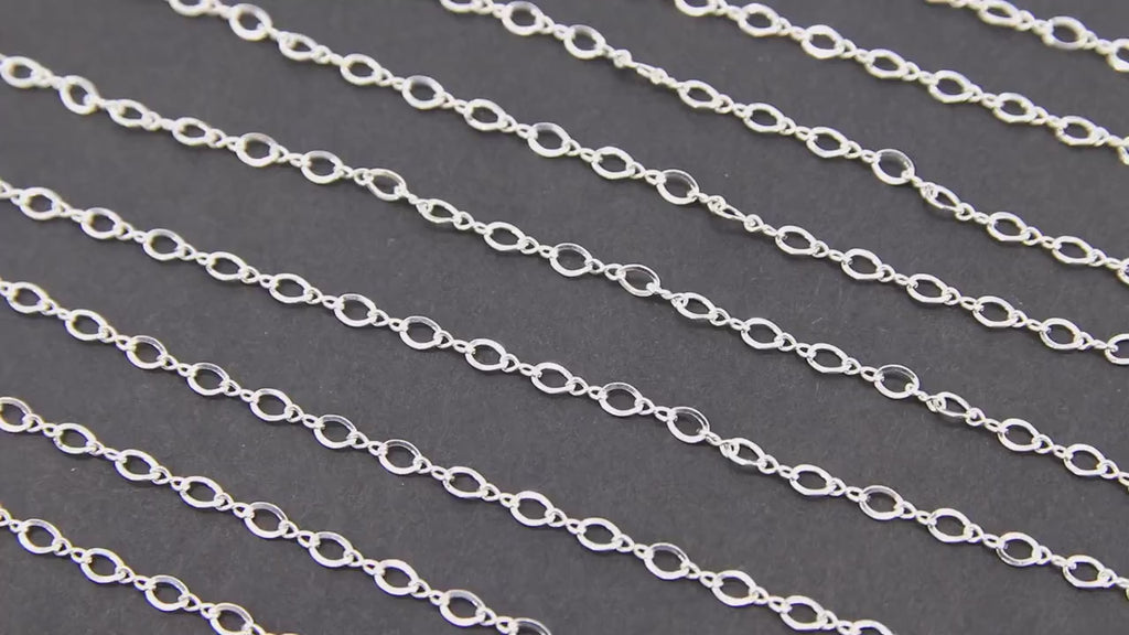 925 Sterling Silver Flat Chains, 3.3 Figure 8 Oval Cable Unfinished Dainty Chain, By The Foot Jewelry Chain