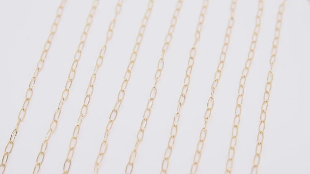 14 K Gold Filled Paperclip Chain, 5.2 mm Rectangle Drawn Chains CH# 753, Unfinished 14 20 Gold