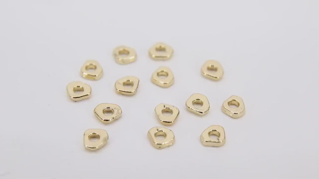 6 mm Round Rondelle Spacer Beads, 20 Pc Flat Oval Nugget Shaped #3400, Geometric Gold or Silver Plated Copper Bead