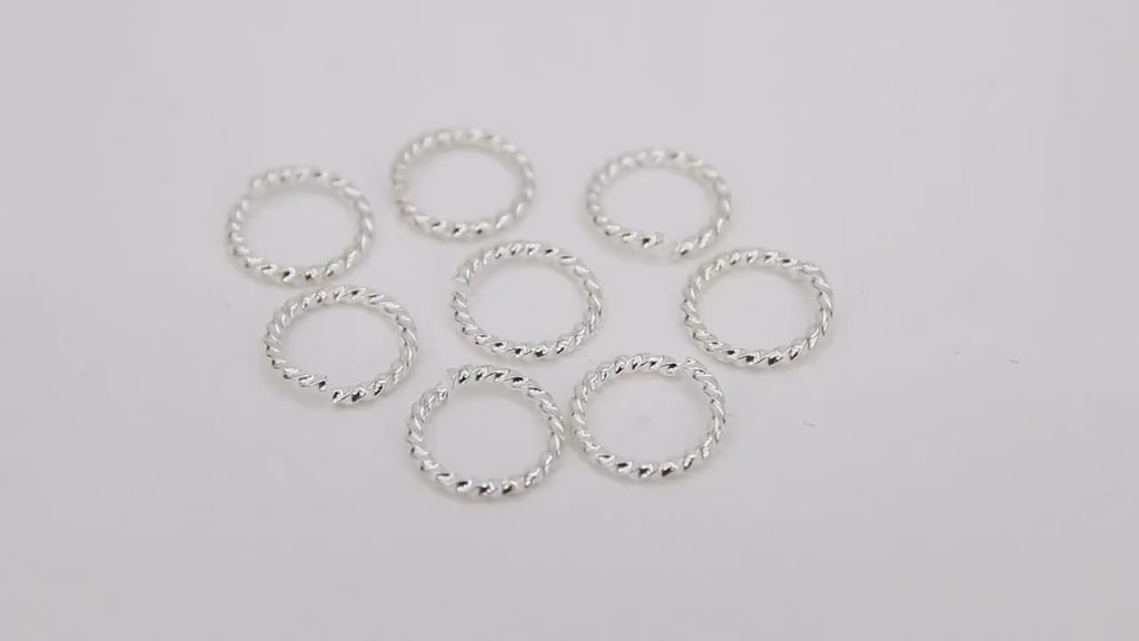 Stainless Steel Bright Silver Jump Rings, 10 mm Open Twisted Rings #835, Textured 16 Gauge