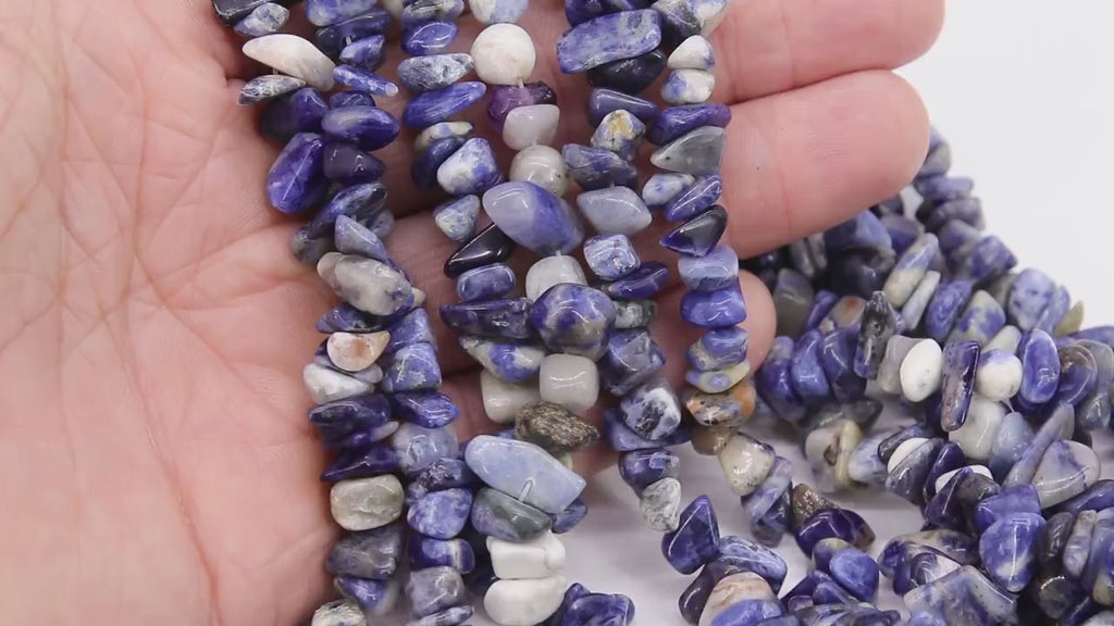 Sodalite White and Blue Beads, Shiny White Chips and Nugget Pink Beads BS #157, sizes 5-29 mm