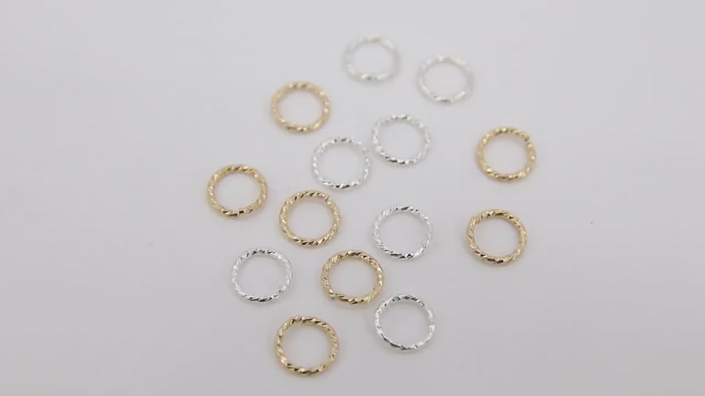 925 Sterling Silver Twist Jump Rings, Open Snap Close Sparkle Rings # 812, 5.0 mm 6.0 mm
