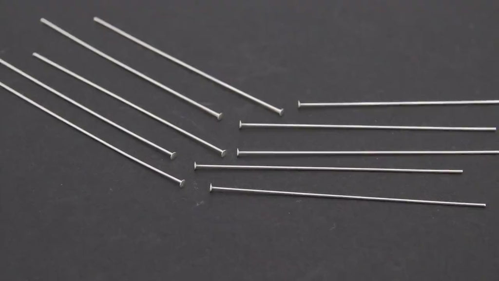 925 Sterling Silver Headpins, Long Wire Flat End Pins for Bead Inserts #3408, 2 Inch long with 1.5 mm Head
