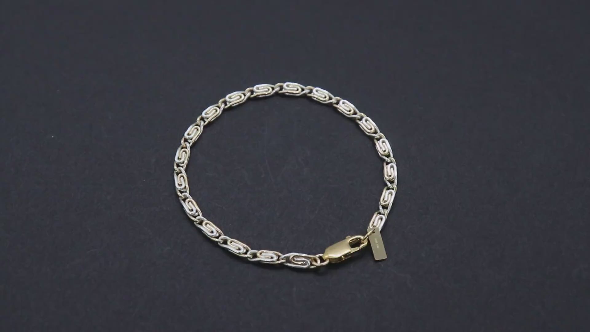 14 K Gold Filled Paperclip Chain Link Bracelet, 925 Sterling Silver Two Tone Mixed Metal Oval Gold Link Bracelet, Large Lobster