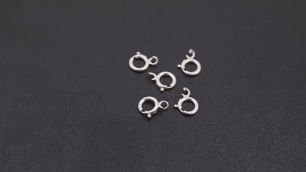 925 Sterling Silver Spring Ring Clasps, 5.5 or 6.0 mm Jewelry Findings # 755, Stamped 925 with Open Loop