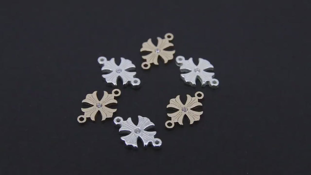 14 K Gold Filled Cross Connectors, CZ 925 Sterling Silver Filigree Crosses #3425, Pattern Textured 14 20 Jewelry