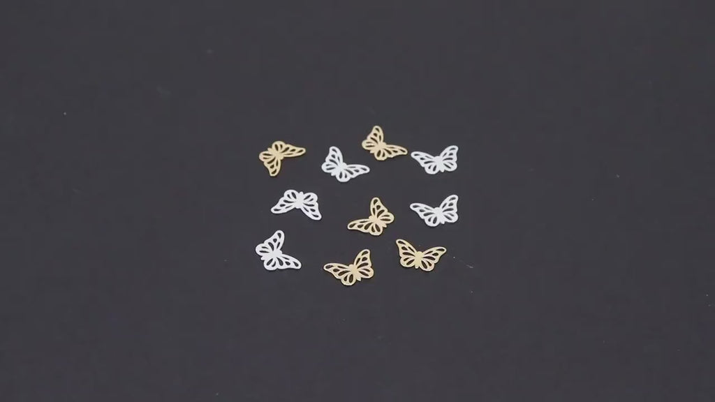 925 Sterling Silver Butterfly Charms, 14 K Gold Filled Minimalist Tiny Charms AG# 45, Connector Butterflies 7 x 10 mm