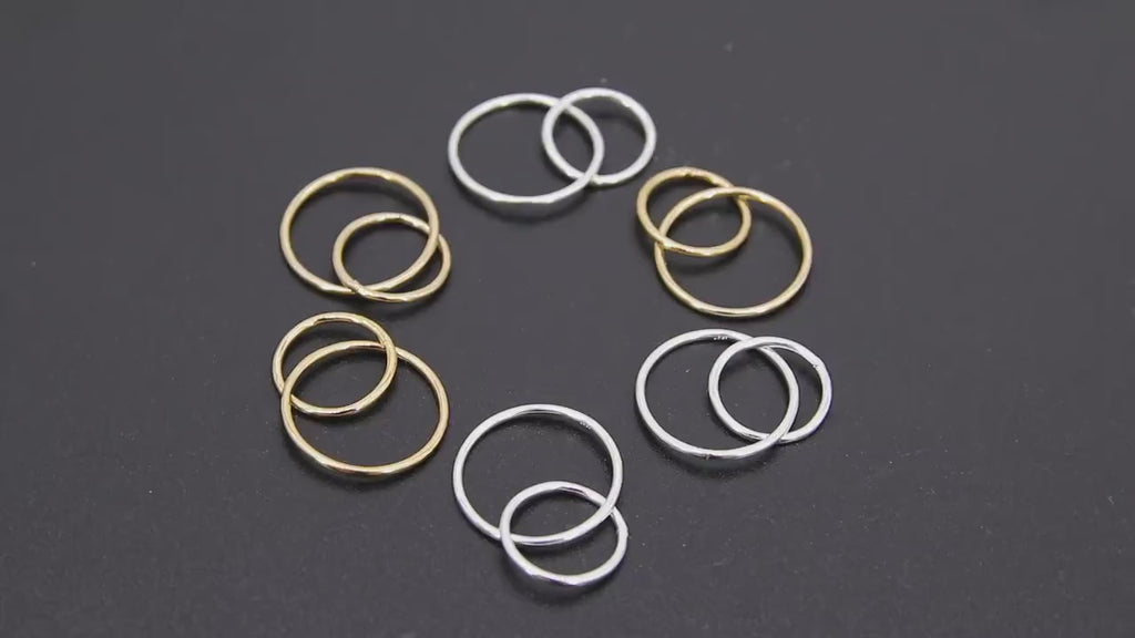 14 K Gold Filled Two Circle Link Rings, 12 and 16 mm 925 Sterling Silver Interlocking Rings #2114, Soldered Double Infinity Rings