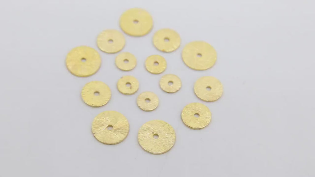 Gold Flat Spacer Beads, 20- 260 pcs Round Brushed Gold Metal Discs, Heishi Rondelle