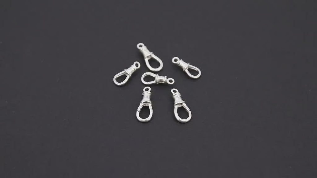 925 Sterling Silver Swivel Clasps, 13 mm or 16 mm Small Gold Over Silver Albert Push Clip Clip # 2829, Fob Charm  Clips