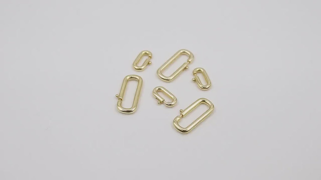 Gold Lobster Clasps, 13 mm Small Oval Long Clasp # 3615, Large Gold Over 925 Sterling Silver 22 mm Clips