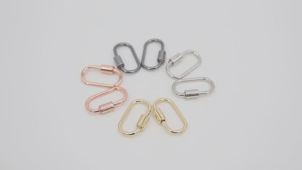 Gold Oval Screw Clasps, Large Silver Connector Claw #2656, Black or Rose Gold Necklace and Bracelet Links