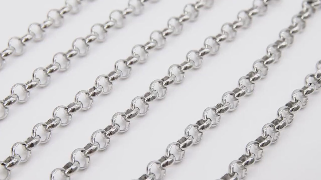 Stainless Steel ROLO Chain, 7 mm Silver Chains CH #208, Large Unfinished Round Rolo