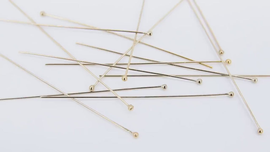 14 K Gold Filled Ball End Headpins, 14 20 Long Wire Round Ball Pins for Bead Inserts, AG 217