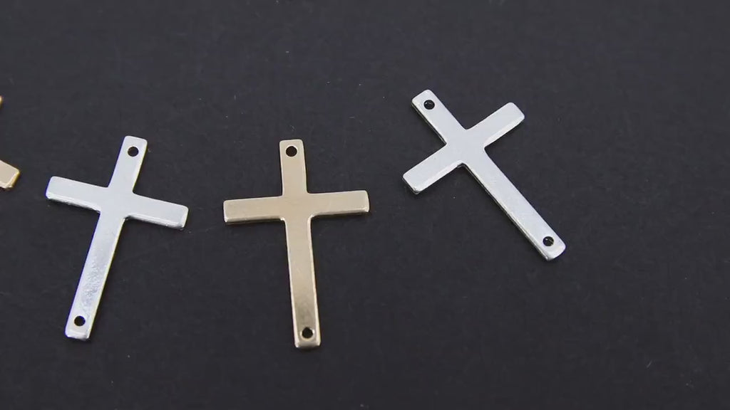 14 K Gold Filled Cross Connector, 925 Sterling Silver Cross Links #2345 / 2177, 22 mm Rosary Necklace Center Charms