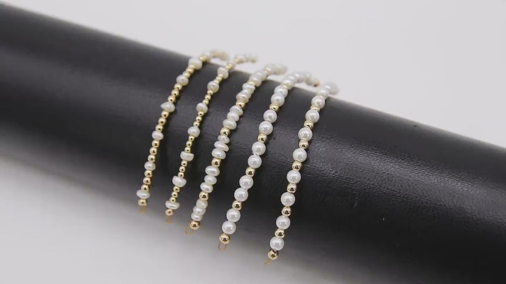 14 K Gold Filled Beaded Connectors, 925 Sterling Silver Long Beaded Pearl and Gemstone Links #3602, Permanent Jewelry