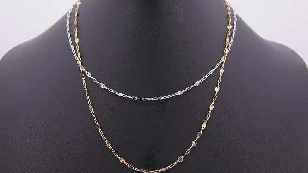 925 Sterling Silver Sequin Necklace, 14 K Gold Filled Starburst Paperclip Chain Choker #2626, Handmade Everyday Jewelry Necklace