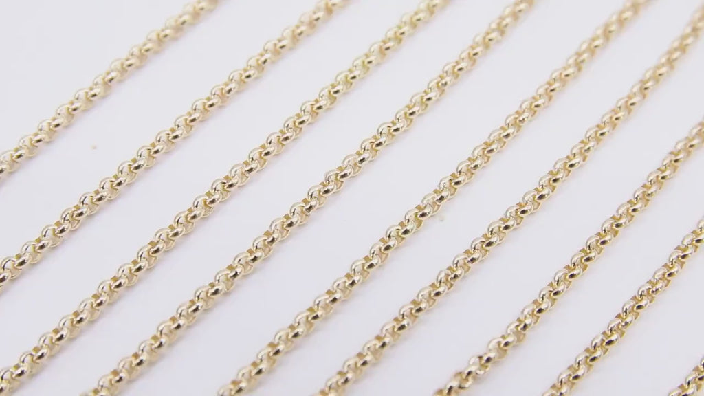 14 K Gold Filled Rolo Chains, 2.2 mm 925 Sterling Silver CH #762, Thick Unfinished