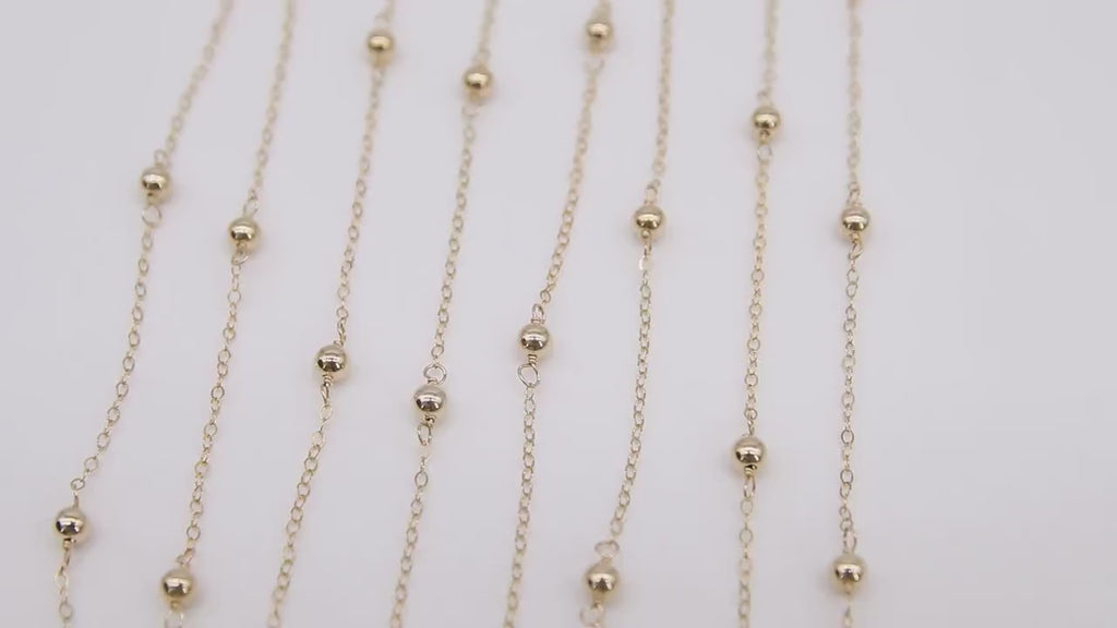 14 K Gold Filled Satellite Chains, Fancy Cable with 4 mm beads CH# 912, 14 20 Unfinished By Foot