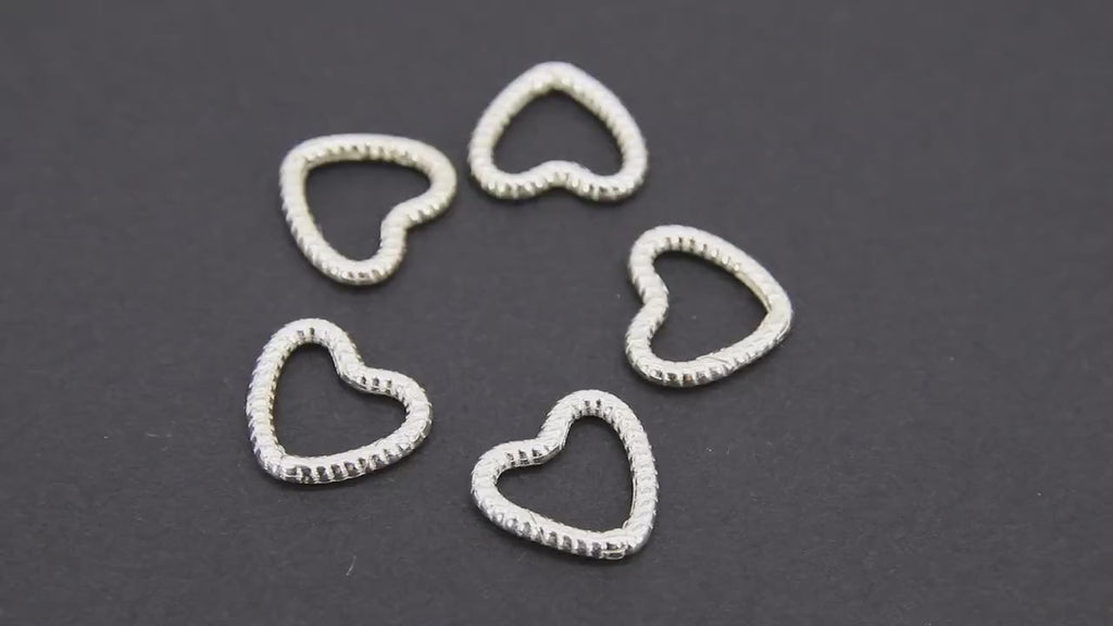 925 Sterling Silver Heart Push Clasp, 14 mm Gold Plated Spring Heart Shaped #2286, Clip Connector