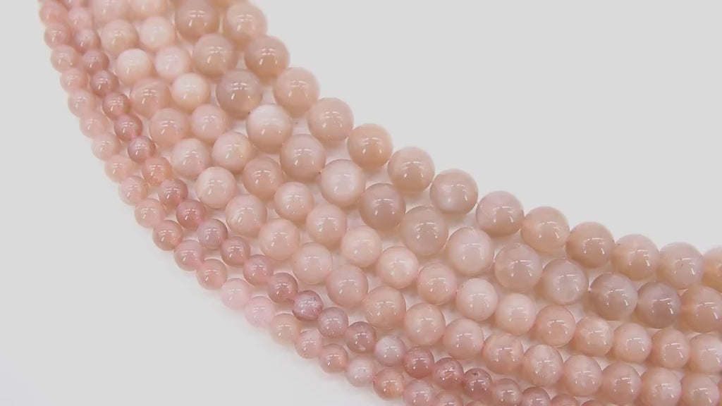 Natural Sunstone Beads, Smooth Round Pink Beige Beads BS #40, Genuine Grade A Sunstone sizes in 6 mm 8 mm 10 mm 15.75 inch FULL Strands